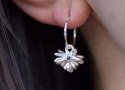 Coprosma Hoop Earrings with  Sapphires - Sterling Silver