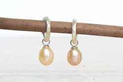 Endora Hoop Earrings - Silver with Pink Pearls