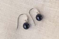Products: Pearl Drop Hook Earrings - Black - Sterling Silver