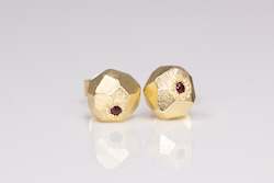 Products: Boulder Studs - Yellow Gold with Rubies