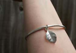 Bracelets: Ramarama Leaf Bangle - Sterling Silver