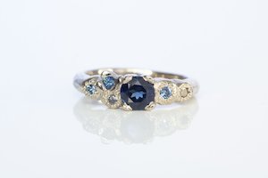 Engagement Ring: Stratus Ring - 14ct White Gold with Sapphires and Salt and Pepper Diamonds