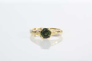 Mira Ring - 18ct Yellow Gold with 0.84ct Green Sapphire and Diamonds