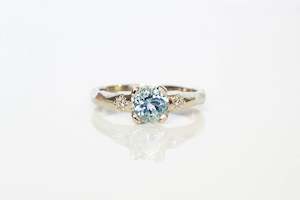 Engagement Ring: Mira Ring - 14ct White Gold with 0.74ct Aquamarine