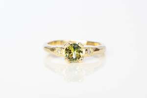 Engagement Ring: Mira Ring - 9ct Yellow Gold with 5.4mm Yellow-Blue Parti Sapphire