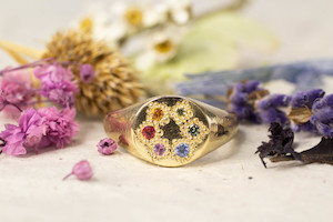 Pride: Rainbow Signet Ring - 9ct Yellow Gold with Sapphires