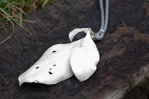 Karamu Leaf Pendant on Braided Cord - Triple - Sterling Silver