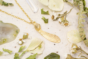Botanical Collection: Sycamore Seed Necklace - Small - Gold Plated
