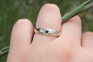 Gem Set Bands: Hestia Ring - 9ct White Gold with Colour-Shift Purple Sapphire and Diamonds