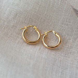 Round Hoop Earrings - 10mm - 9ct Yellow Gold