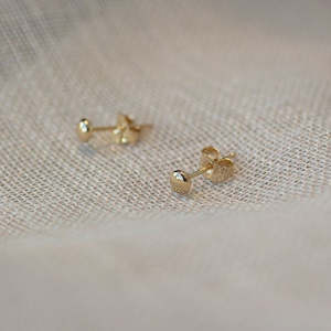 Essentials Hoop Earrings: Flat Ball Stud Earrings - 3mm - 9ct Yellow Gold