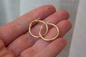 Round Hoop Earring - 15mm - 9ct Yellow Gold