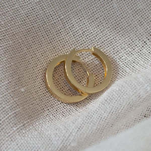 Square Profile Huggie Earrings - 18mm - 9ct Yellow Gold