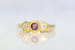 Torci Ring - 9ct Yellow Gold with Plum Spinel and Diamonds