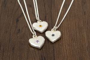 August Birthstones: Heart Pendant - Sterling Silver