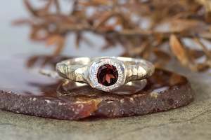 Spring Ring - Sterling Silver with Garnet