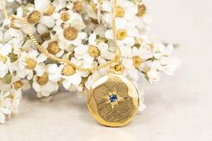 Celestial: Io Pendant - Gold Plated with Sapphire