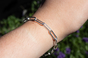 Gifts Under 175: Paperclip Bracelet Chain - Medium - Sterling Silver