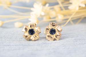 Flower Studs - 9ct Yellow Gold with Sapphires