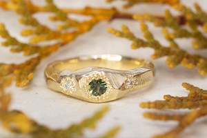 Hestia Ring - 9ct Yellow Gold with Green Sapphire and Diamonds