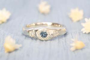 Hestia Ring - 9ct White Gold with Ceylon Sapphire and Diamonds