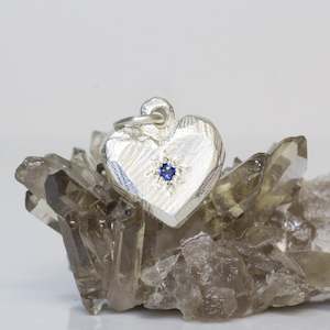 Hearts: Heart Charm with Sapphire - Sterling Silver