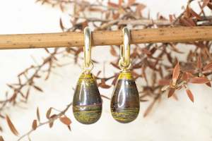 Mineral Collection: Endora Hoops - Yellow Gold with Tiger's Eye