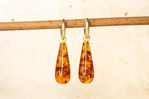 Mineral Collection: Endora Hoops - Yellow Gold with Amber