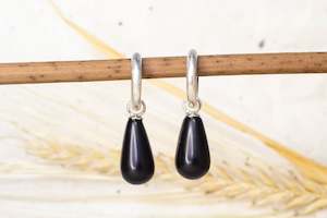 Mineral Collection: Endora Hoops - Sterling Silver with Onyx