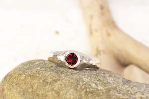 Mountain Collection: Volcano Ring - Sterling Silver with Garnet