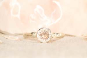 Silver Rings: Neve Ring - Sterling Silver with Peach Zircon