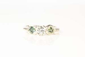 Hecate Ring - 9ct White Gold with Diamond and Sapphires