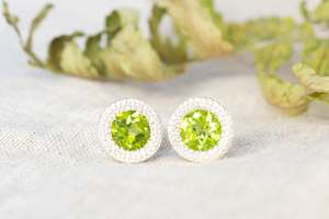 August Birthstones: Pelagus Studs - Sterling Silver with Peridot