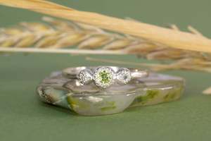 August Birthstones: Aura Ring - Sterling Silver with Peridot and Diamonds