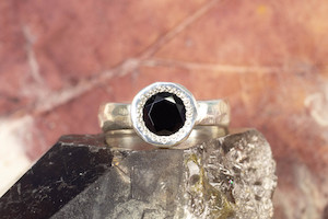 August Birthstones: Eluo Ring - Sterling Silver with Black Spinel