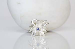 September: Coprosma Seed Pod Charm with Sapphire - Sterling Silver