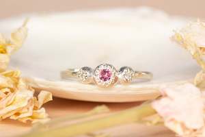 Aura Ring - Sterling Silver with Pink Tourmaline and Diamonds