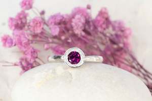 Silver Rings: Pelagus Ring - Sterling Silver with Rhodolite Garnet