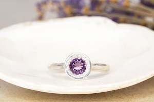 Silver Rings: Lota Ring - Sterling Silver with Amethyst