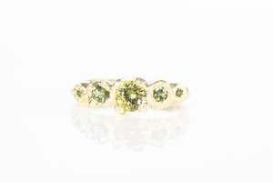 Engagement Rings: Orion Ring - 14ct Yellow Gold with Yellow-Green Sapphires