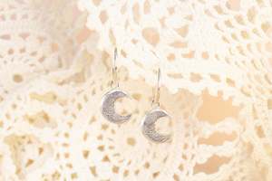 Earrings: Mini Moon Hoop Earrings - Sterling Silver