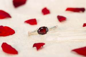 Silver Rings: Argus Ring - Sterling Silver with Garnet