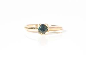Thetis Ring - 9ct Yellow Gold with 5.5mm Green-Blue Sapphire