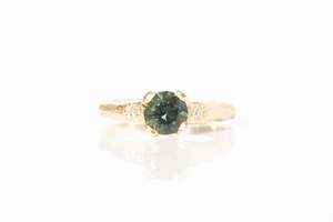 Engagement Rings: Mira Ring - 9ct Yellow Gold with 6mm Mid-Green Sapphire
