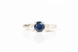 Mira Ring - 9ct White Gold with 0.89ct Blue-Green Sapphire