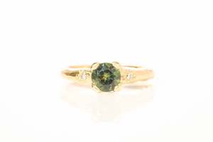Mira Ring - 18ct Yellow Gold with 5.8mm Green-Parti Sapphire
