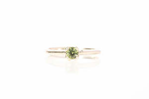 Droplet Ring - 14ct White Gold with Green Sapphire