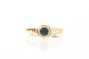 Spring Ring - 9ct Yellow Gold with Teal Sapphire