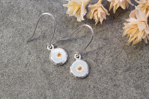 Earrings: Vega Drop Earrings with Orange Garnets - Sterling Silver