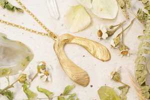 Botanical Collection: Sycamore Seed Necklace - Double - Gold Plated